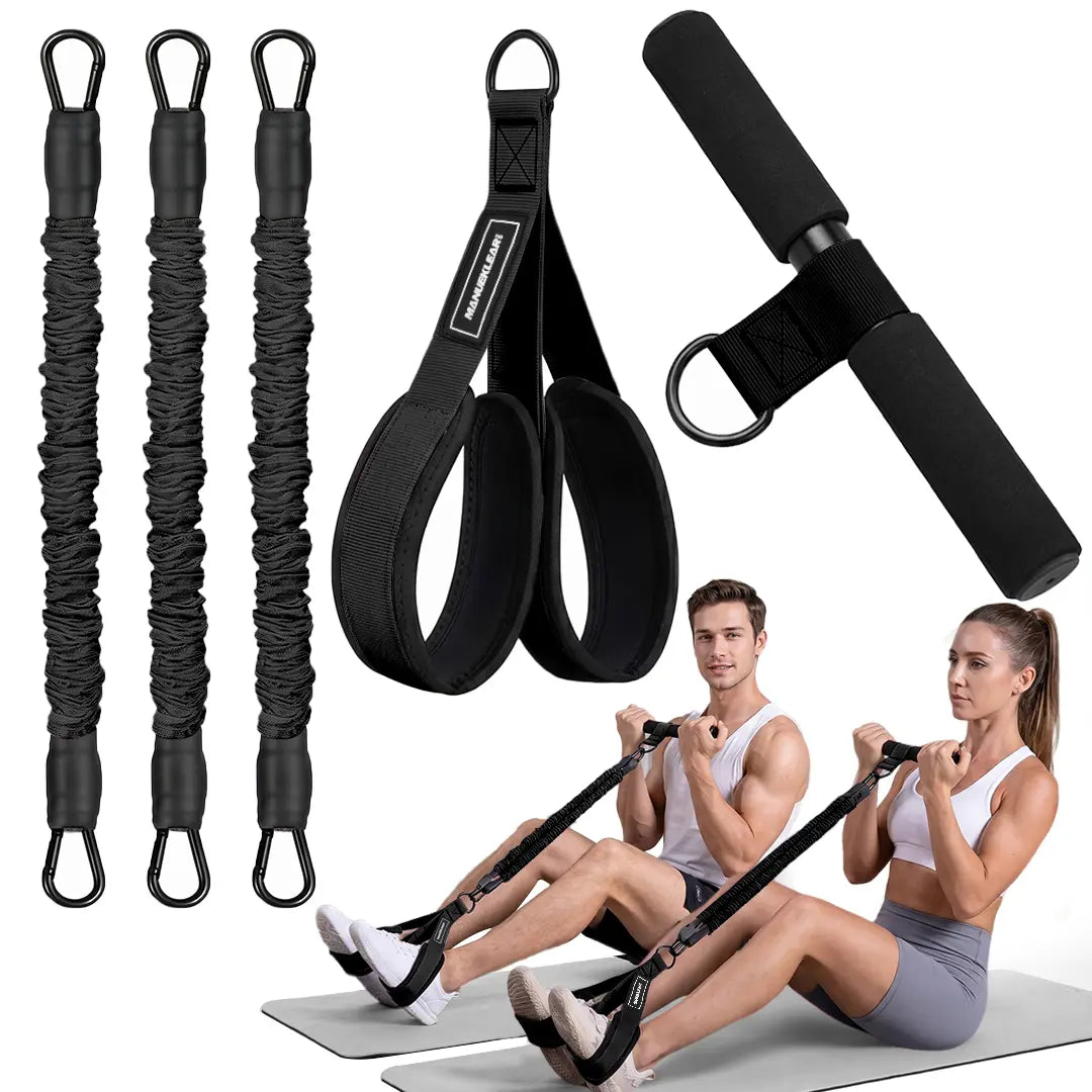 MANUEKLEAR Enhanced Multifunctional 3-Tube Resistance Bands with Handles, Adjustable Tension for Core, Waist, Arm, and Leg Training, Home Workout Equipment for Women