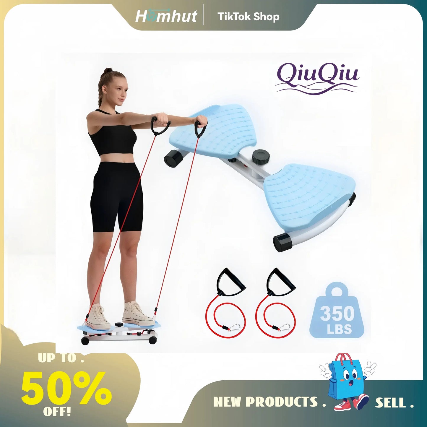 Waist Twist Machine - 300 lbs Capacity Ab Board, Portable Exercise Equipment for Home Gym Aerobic and Cardio Training for Women