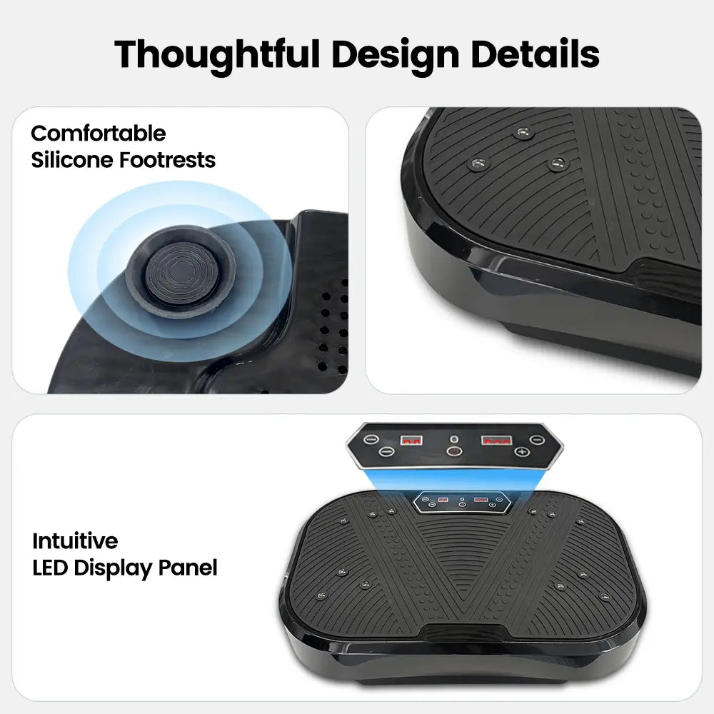 Ranbro Vibration Plate Exercise Machine - Portable Whole Body Workout Platform with 330 lbs Capacity, 120 Speed Levels, Resistance Bands, and Remote Control for Quiet Home Gym Use