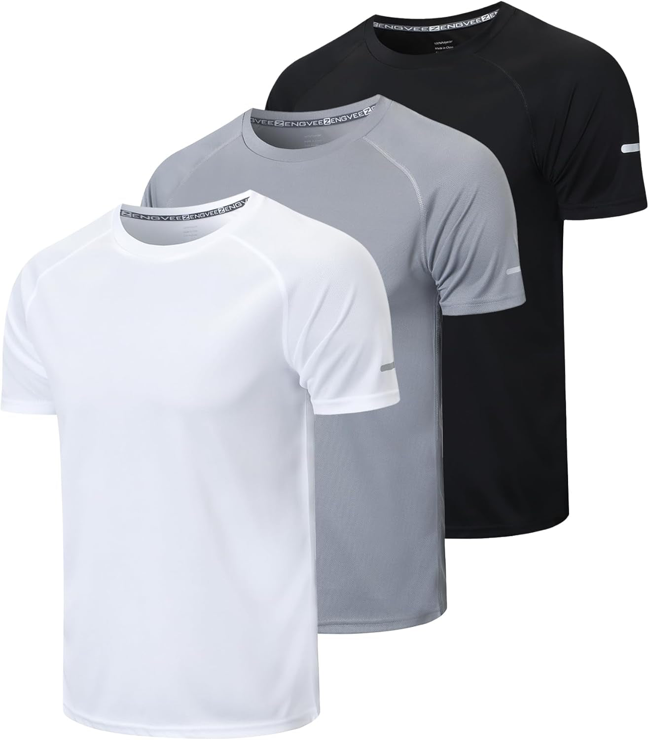 Men's 3-Pack Quick-Dry Moisture-Wicking Short Sleeve Mesh Athletic T-Shirts