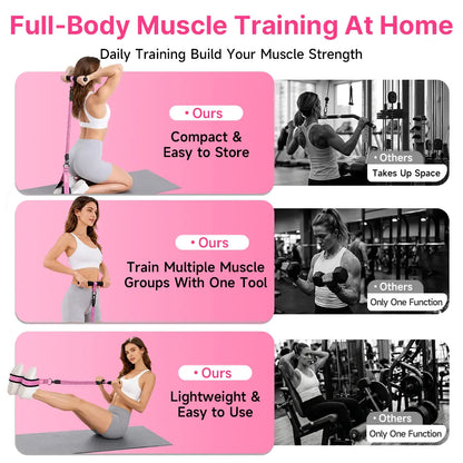 MANUEKLEAR Enhanced Multifunctional 3-Tube Resistance Bands with Handles, Adjustable Tension for Core, Waist, Arm, and Leg Training, Home Workout Equipment for Women