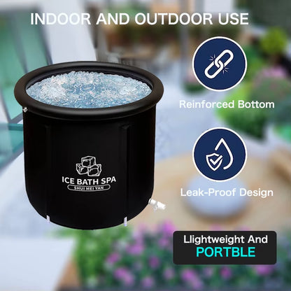 Portable Folding Inflatable Outdoor PVC Cold Water Immersion Bath for Cryotherapy and Recovery - 50-59 Gallon Capacity