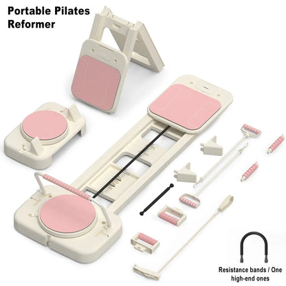 HOTWAVE Portable Pilates Reformer - 7-in-1 Foldable Pilates Board for Home Gym with High-Strength Steel Rails, 440 lbs Max Capacity, Adjustable Resistance Bands (20 lbs & 60 lbs) for Professional Full-Body Sculpting