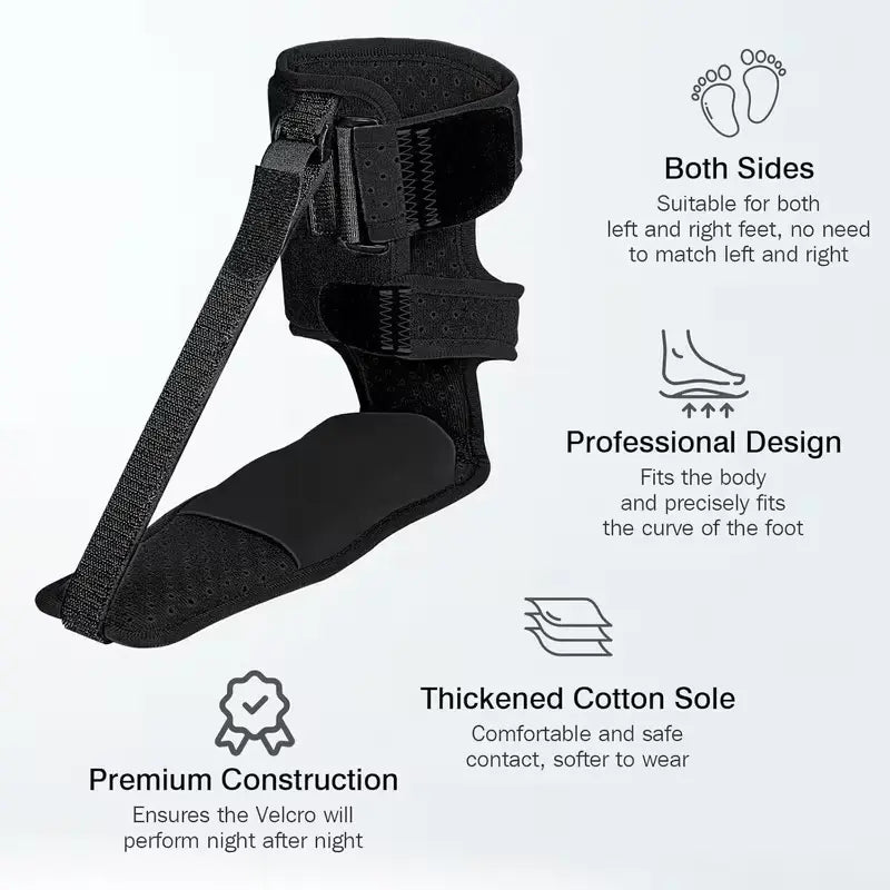 Adjustable Unisex Night Splint for Foot Drop and Plantar Fasciitis with Enhanced Support Straps and Shoulder Strap for Achilles Tendonitis and Heel Spurs Relief; Ideal for Day and Night Use. Ankle Support Brace with Foot Cup.