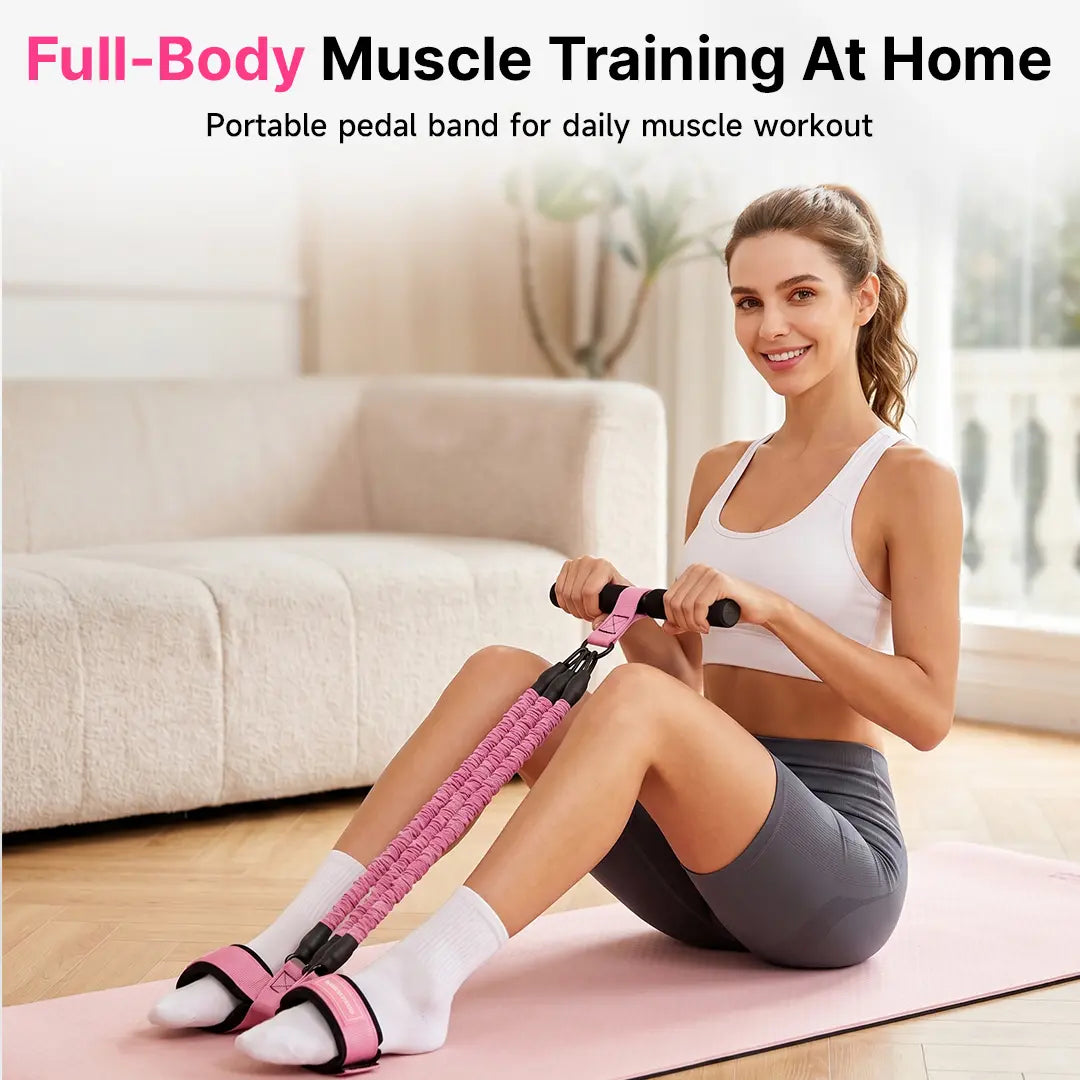 MANUEKLEAR Enhanced Multifunctional 3-Tube Resistance Bands with Handles, Adjustable Tension for Core, Waist, Arm, and Leg Training, Home Workout Equipment for Women