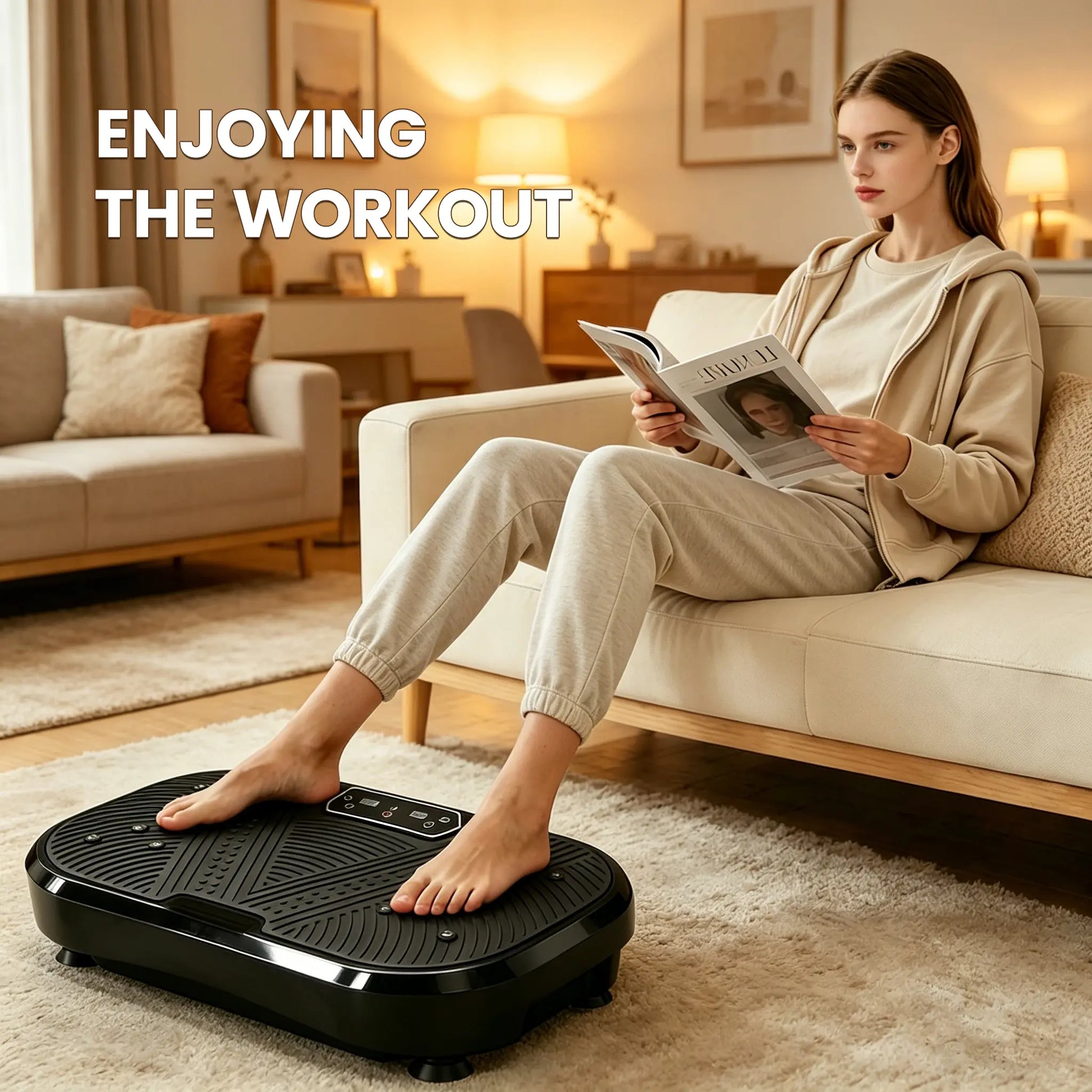 Ranbro Vibration Plate Exercise Machine - Portable Whole Body Workout Platform with 330 lbs Capacity, 120 Speed Levels, Resistance Bands, and Remote Control for Quiet Home Gym Use