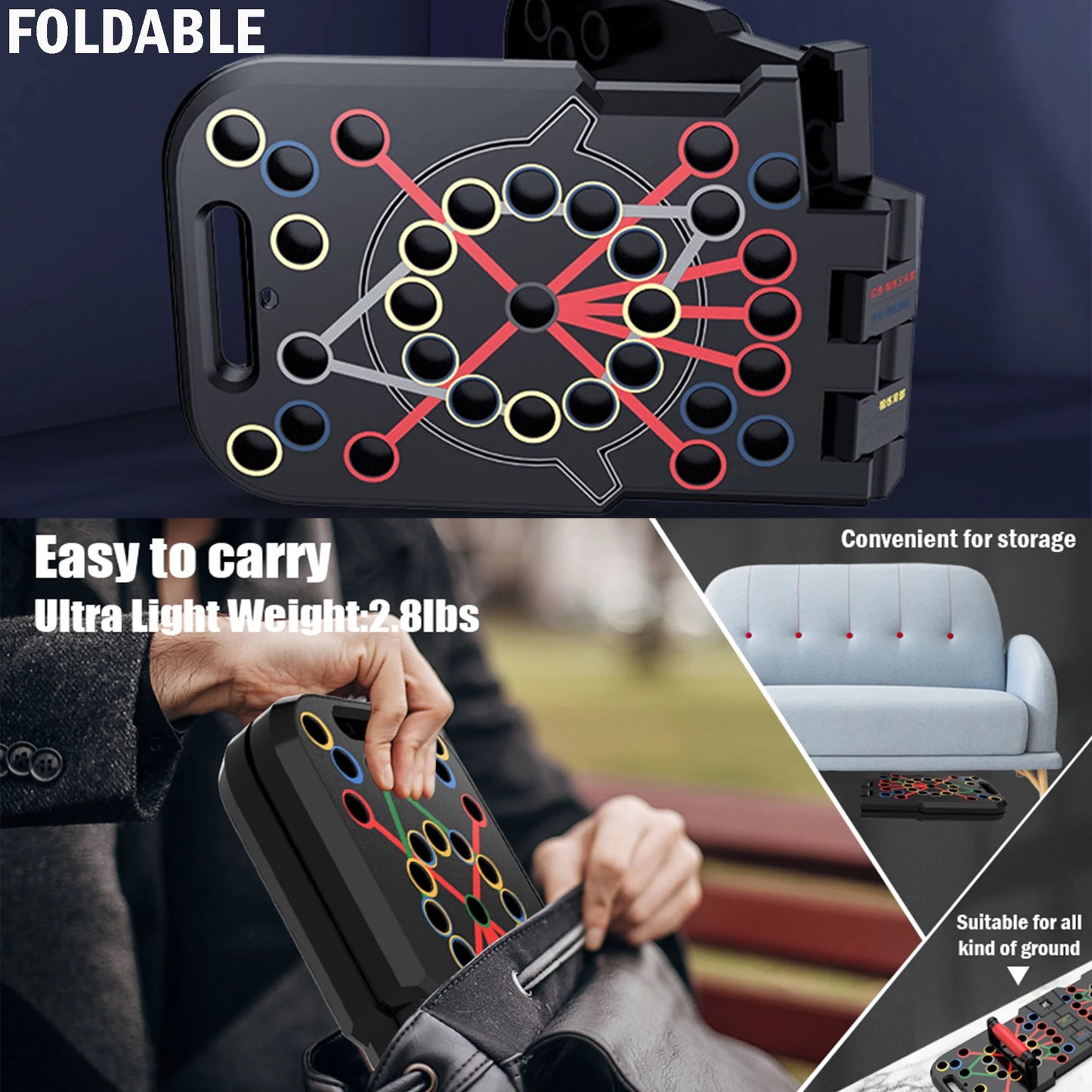 Professional Multi-Function Push-Up Board with Smart Counting System, 60-in-1 Foldable and Portable Push-Up Bar, Ideal for Home Strength Training and Gym Workouts for Men