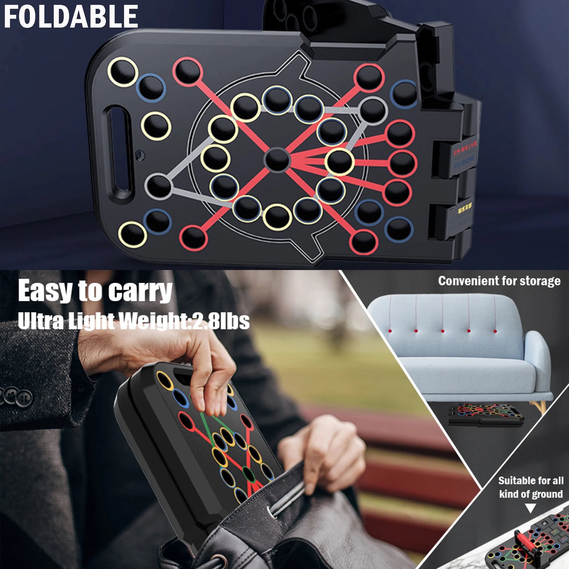 Professional Multi-Function Push-Up Board with Smart Counting System, 60-in-1 Foldable and Portable Push-Up Bar, Ideal for Home Strength Training and Gym Workouts for Men