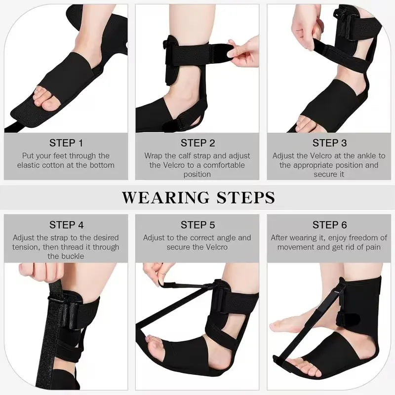 Adjustable Unisex Night Splint for Foot Drop and Plantar Fasciitis with Enhanced Support Straps and Shoulder Strap for Achilles Tendonitis and Heel Spurs Relief; Ideal for Day and Night Use. Ankle Support Brace with Foot Cup.