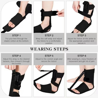 Adjustable Unisex Night Splint for Foot Drop and Plantar Fasciitis with Enhanced Support Straps and Shoulder Strap for Achilles Tendonitis and Heel Spurs Relief; Ideal for Day and Night Use. Ankle Support Brace with Foot Cup.