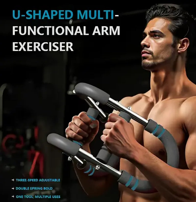 Adjustable Arm Trainer with 60-110Lb Resistance - Portable Chest Workout Equipment for Men, Spring Power Twister Bar for Home Hand Grip Strengthening
