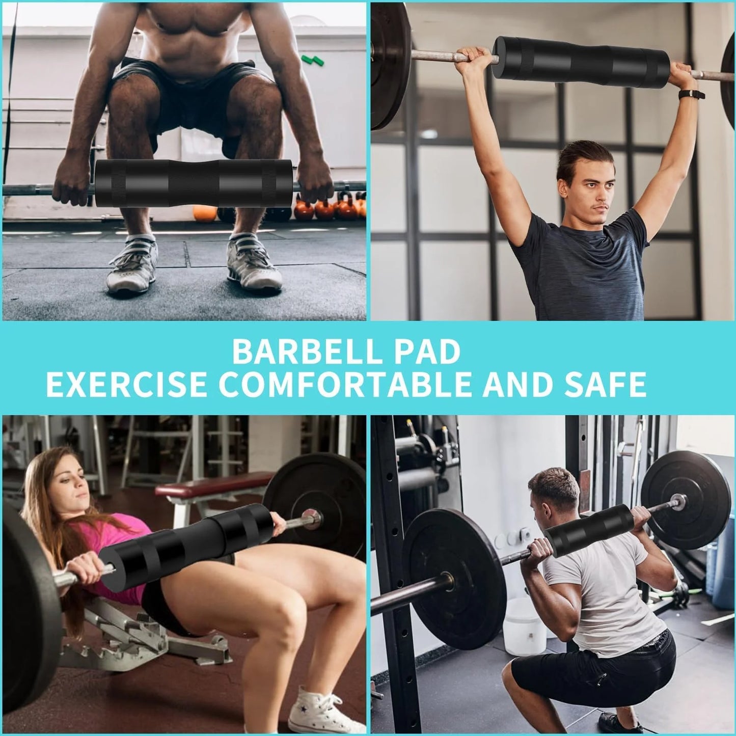 Professional Barbell Pad Set - 9 Piece Kit for Hip Thrusts, Lunges, and Leg Day with Ankle Straps, Resistance Bands, Lifting Straps, and Carry Bag - Black