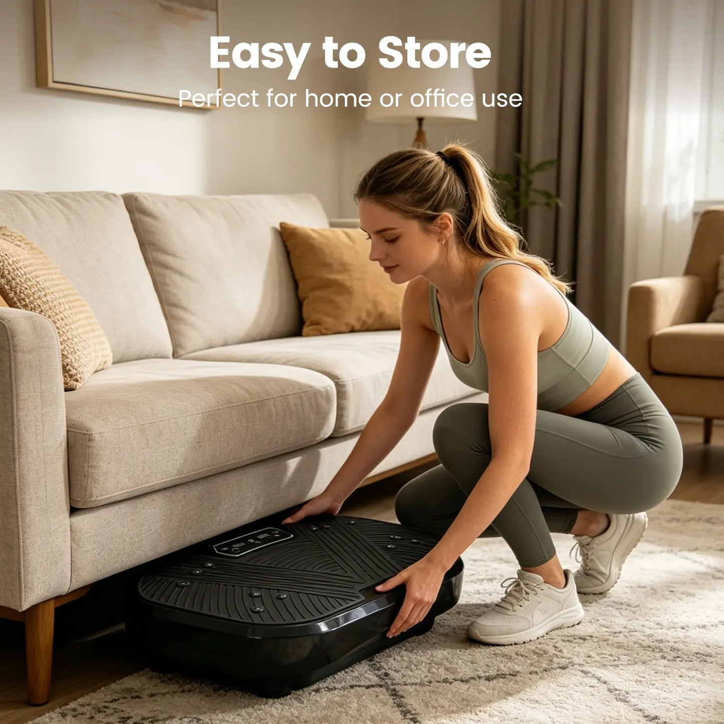 Ranbro Vibration Plate Exercise Machine - Portable Whole Body Workout Platform with 330 lbs Capacity, 120 Speed Levels, Resistance Bands, and Remote Control for Quiet Home Gym Use