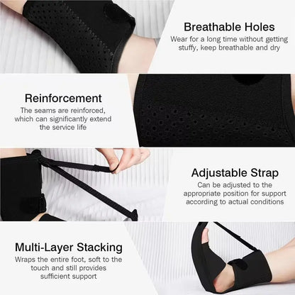 Adjustable Unisex Night Splint for Foot Drop and Plantar Fasciitis with Enhanced Support Straps and Shoulder Strap for Achilles Tendonitis and Heel Spurs Relief; Ideal for Day and Night Use. Ankle Support Brace with Foot Cup.