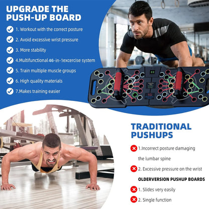 Professional Multi-Function Push-Up Board with Smart Counting System, 60-in-1 Foldable and Portable Push-Up Bar, Ideal for Home Strength Training and Gym Workouts for Men