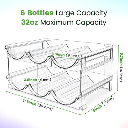 Water Bottle Storage Organizer Set - 2 Pack Stackable Rack for Cabinet Use
