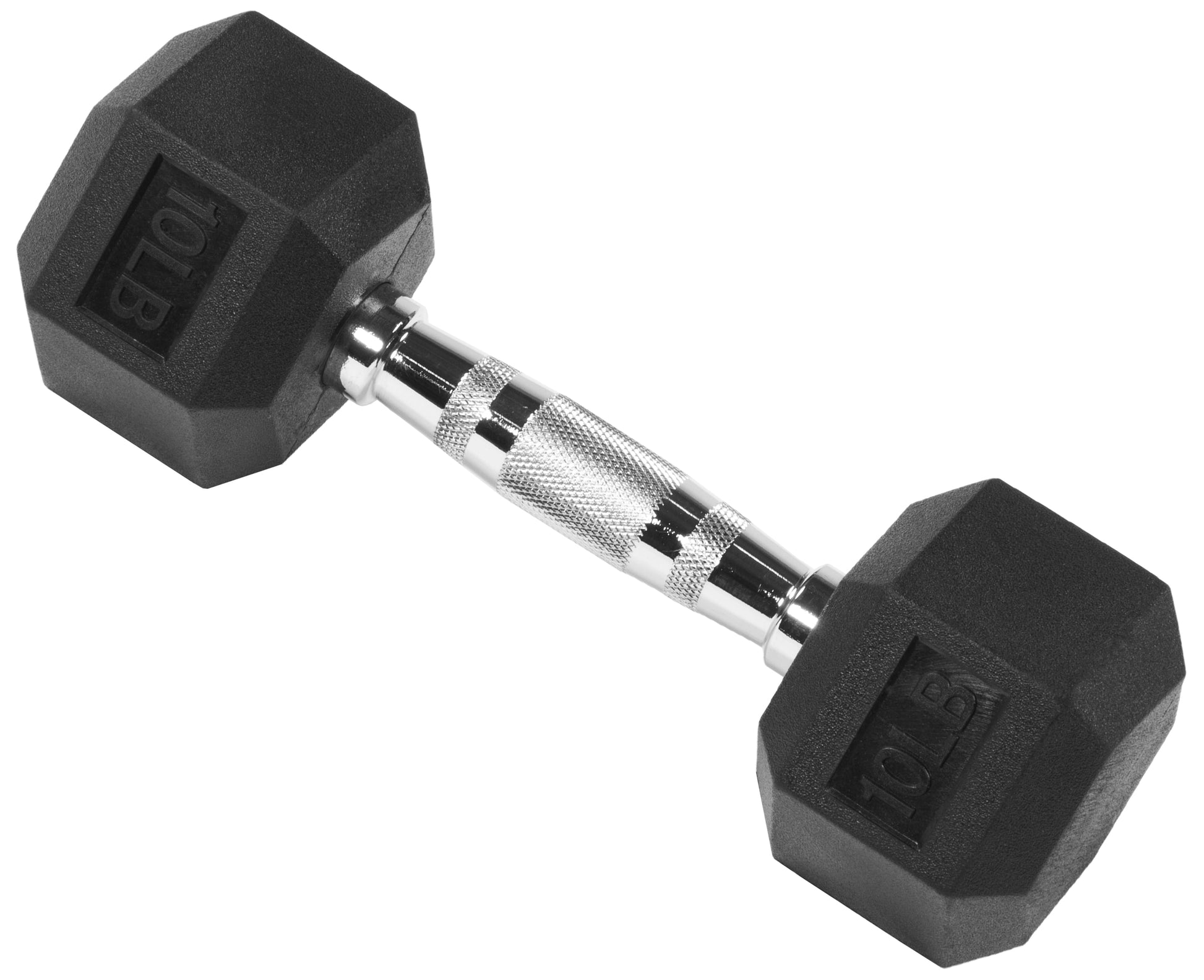 10 lb Rubber Encased Hex Dumbbell - Black