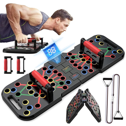 Professional Multi-Function Push-Up Board with Smart Counting System, 60-in-1 Foldable and Portable Push-Up Bar, Ideal for Home Strength Training and Gym Workouts for Men