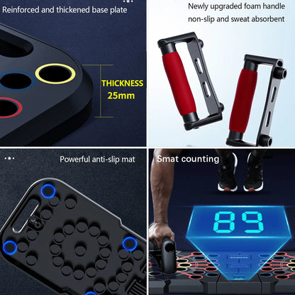 Professional Multi-Function Push-Up Board with Smart Counting System, 60-in-1 Foldable and Portable Push-Up Bar, Ideal for Home Strength Training and Gym Workouts for Men