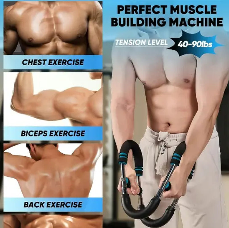 Adjustable Arm Trainer with 60-110Lb Resistance - Portable Chest Workout Equipment for Men, Spring Power Twister Bar for Home Hand Grip Strengthening