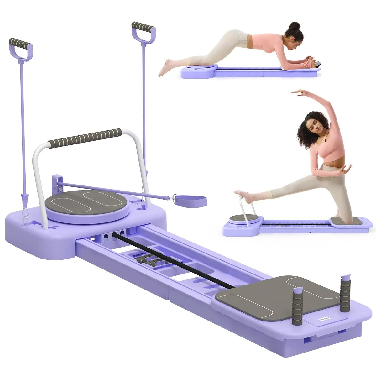 HOTWAVE Portable Pilates Reformer - 7-in-1 Foldable Pilates Board for Home Gym with High-Strength Steel Rails, 440 lbs Max Capacity, Adjustable Resistance Bands (20 lbs & 60 lbs) for Professional Full-Body Sculpting