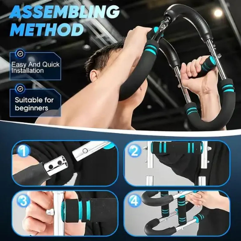 Adjustable Arm Trainer with 60-110Lb Resistance - Portable Chest Workout Equipment for Men, Spring Power Twister Bar for Home Hand Grip Strengthening