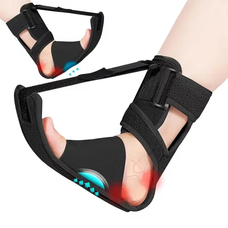 Adjustable Unisex Night Splint for Foot Drop and Plantar Fasciitis with Enhanced Support Straps and Shoulder Strap for Achilles Tendonitis and Heel Spurs Relief; Ideal for Day and Night Use. Ankle Support Brace with Foot Cup.