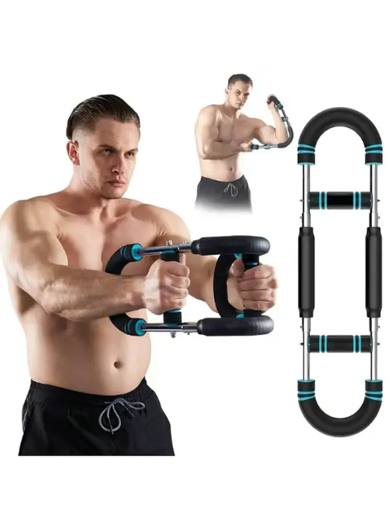 Adjustable Arm Trainer with 60-110Lb Resistance - Portable Chest Workout Equipment for Men, Spring Power Twister Bar for Home Hand Grip Strengthening