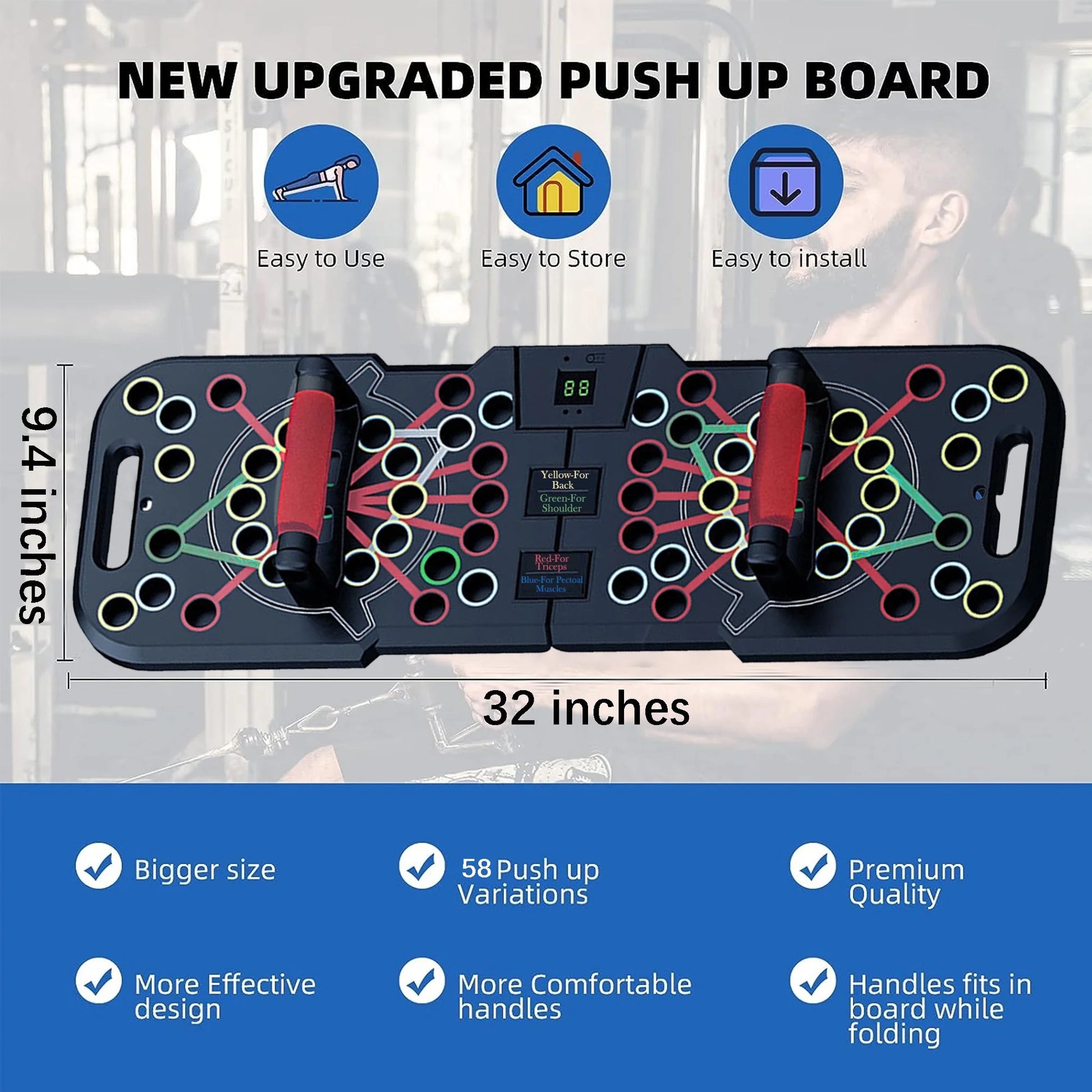 Professional Multi-Function Push-Up Board with Smart Counting System, 60-in-1 Foldable and Portable Push-Up Bar, Ideal for Home Strength Training and Gym Workouts for Men