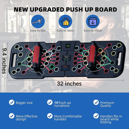 Professional Multi-Function Push-Up Board with Smart Counting System, 60-in-1 Foldable and Portable Push-Up Bar, Ideal for Home Strength Training and Gym Workouts for Men