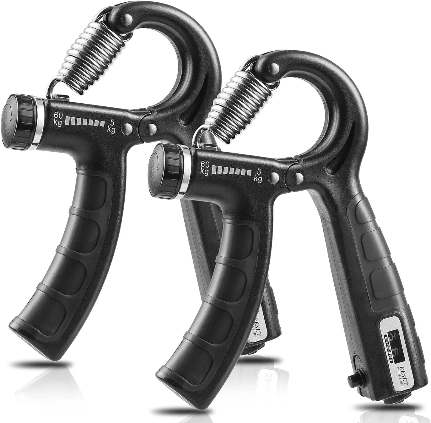Dual Pack Hand Grip Strength Trainer with Counter, Adjustable Resistance (11-132 lbs / 5-60 kg), Non-Slip Design, Ideal for Athletes and Hand Rehabilitation
