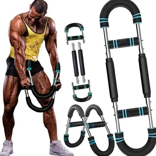 Adjustable Arm Trainer with 60-110Lb Resistance - Portable Chest Workout Equipment for Men, Spring Power Twister Bar for Home Hand Grip Strengthening