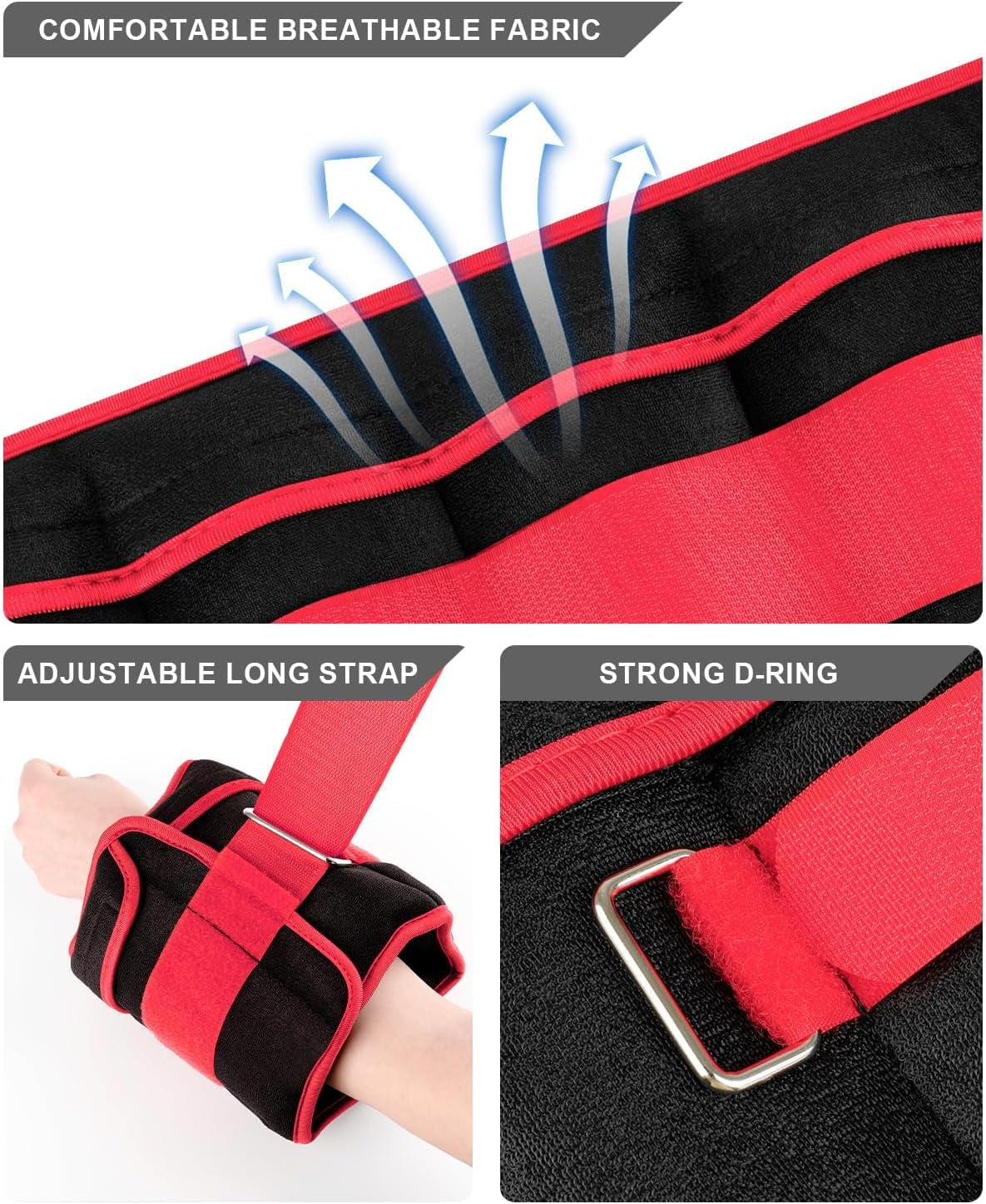 Adjustable Ankle Weights (1-20 lbs) with Removable Weights for Jogging, Gymnastics, Aerobics, and Physical Therapy
