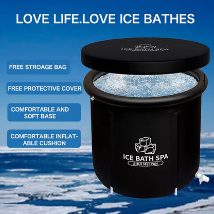 Portable Folding Inflatable Outdoor PVC Cold Water Immersion Bath for Cryotherapy and Recovery - 50-59 Gallon Capacity