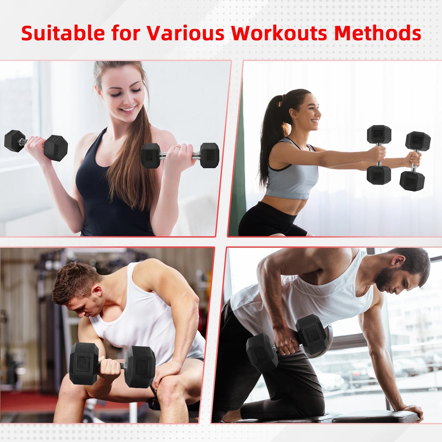 10 lb Rubber Encased Hex Dumbbell - Black