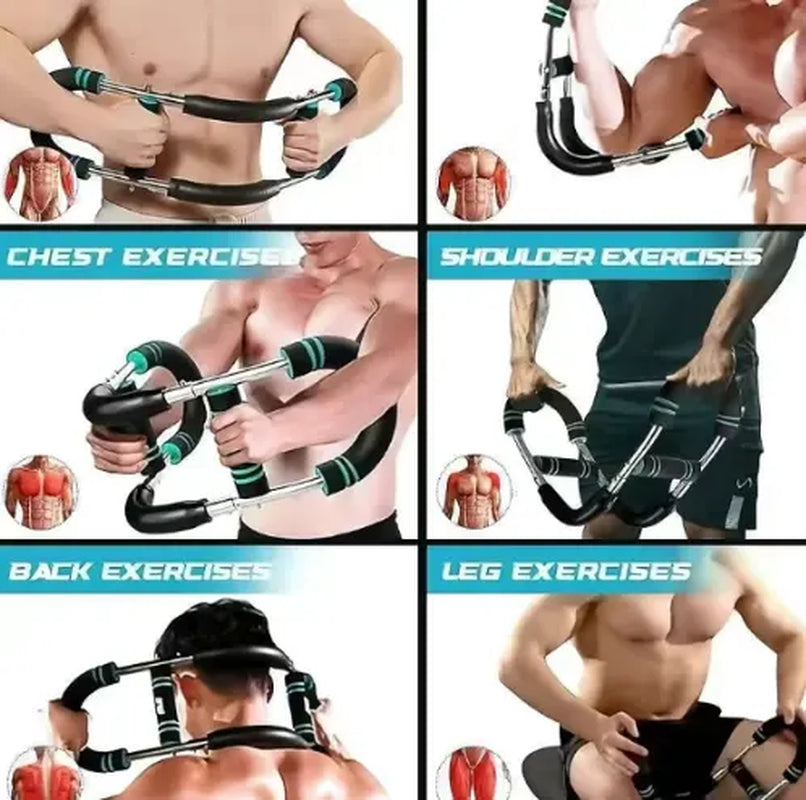 Adjustable Arm Trainer with 60-110Lb Resistance - Portable Chest Workout Equipment for Men, Spring Power Twister Bar for Home Hand Grip Strengthening