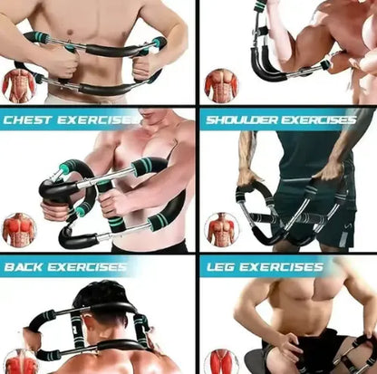 Adjustable Arm Trainer with 60-110Lb Resistance - Portable Chest Workout Equipment for Men, Spring Power Twister Bar for Home Hand Grip Strengthening