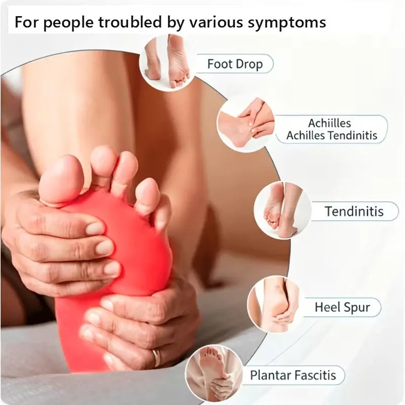 Adjustable Unisex Night Splint for Foot Drop and Plantar Fasciitis with Enhanced Support Straps and Shoulder Strap for Achilles Tendonitis and Heel Spurs Relief; Ideal for Day and Night Use. Ankle Support Brace with Foot Cup.