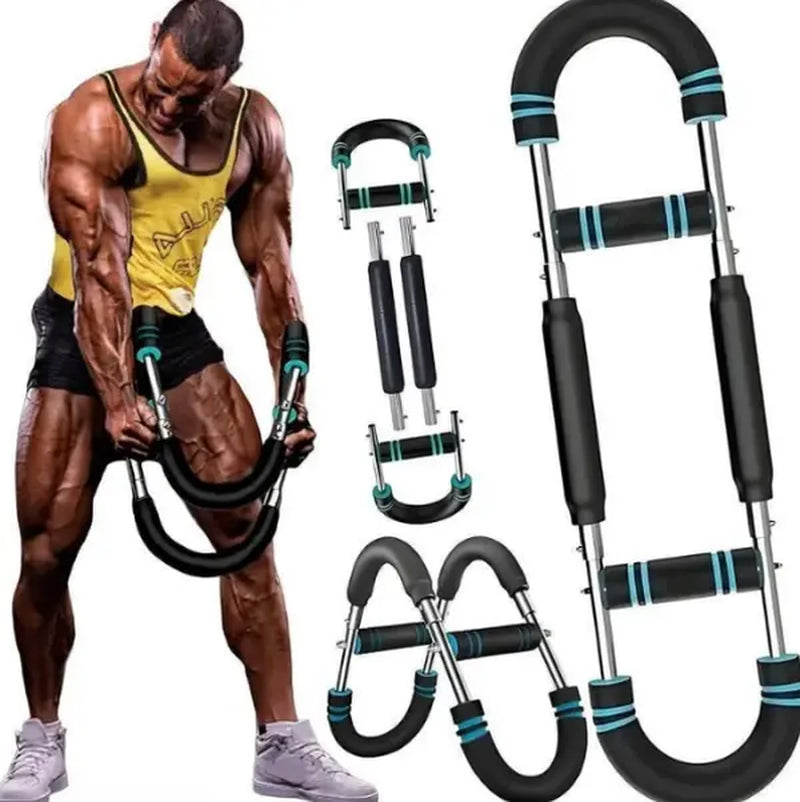 Adjustable Arm Trainer with 60-110Lb Resistance - Portable Chest Workout Equipment for Men, Spring Power Twister Bar for Home Hand Grip Strengthening