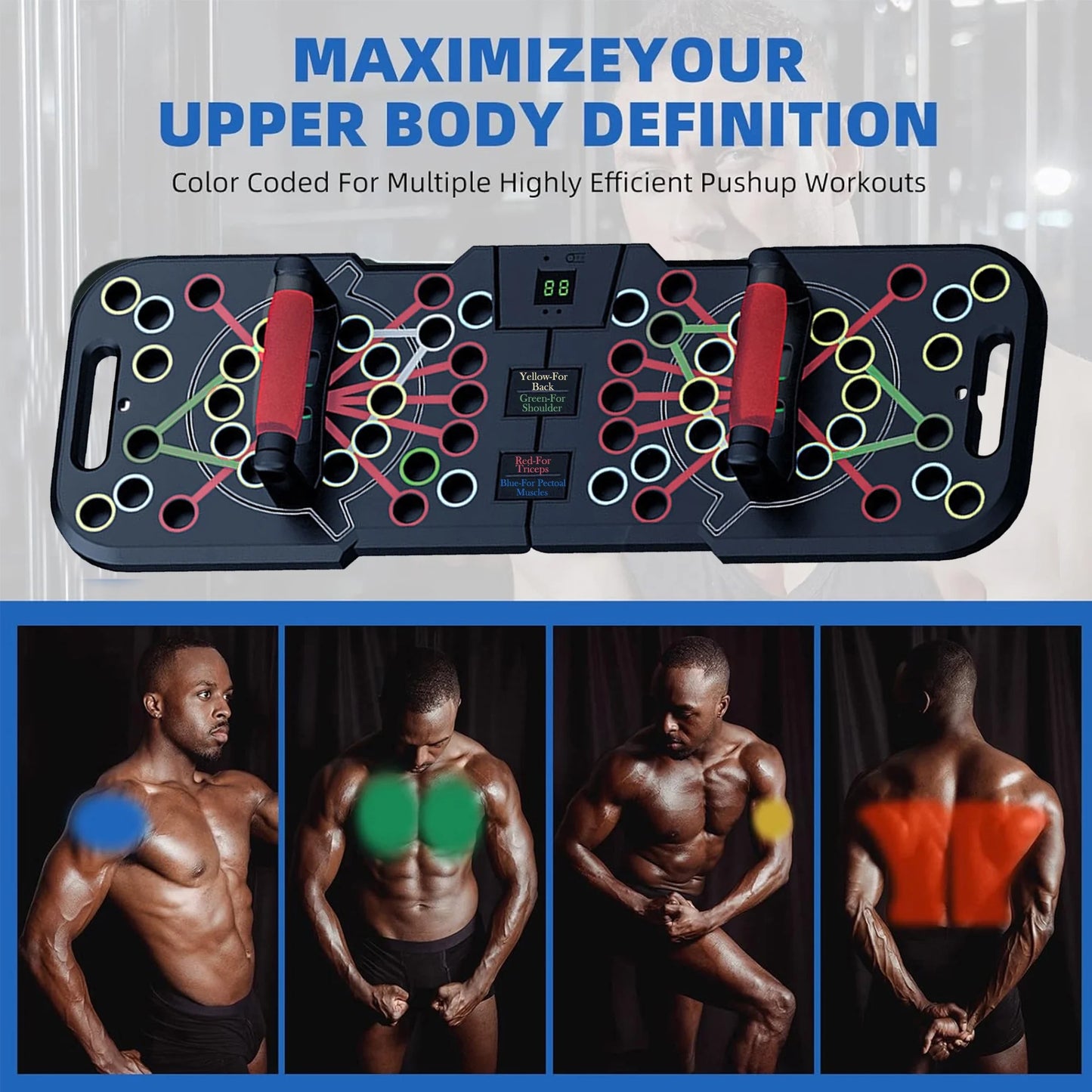 Professional Multi-Function Push-Up Board with Smart Counting System, 60-in-1 Foldable and Portable Push-Up Bar, Ideal for Home Strength Training and Gym Workouts for Men